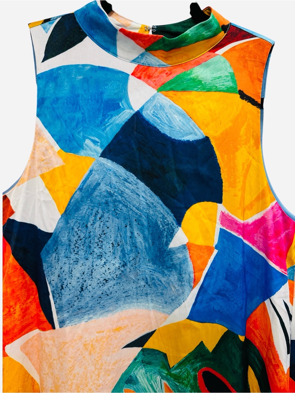 Nicole Miller Abstract Print Mock Neck Sleeveless Maxi Dress Multicolor Sz M - Picture 5 of 11